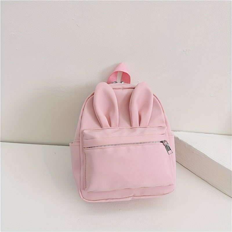 Girls Boys Pink Nylon Backpack Ear Kindergarten School Bag Travel Backpack