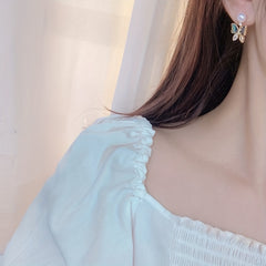 Freshwater Pearl Butterfly Stud Earrings Girls Gift
