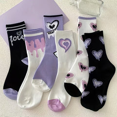 7 Heart Print Socks Women's Stockings & Hosiery