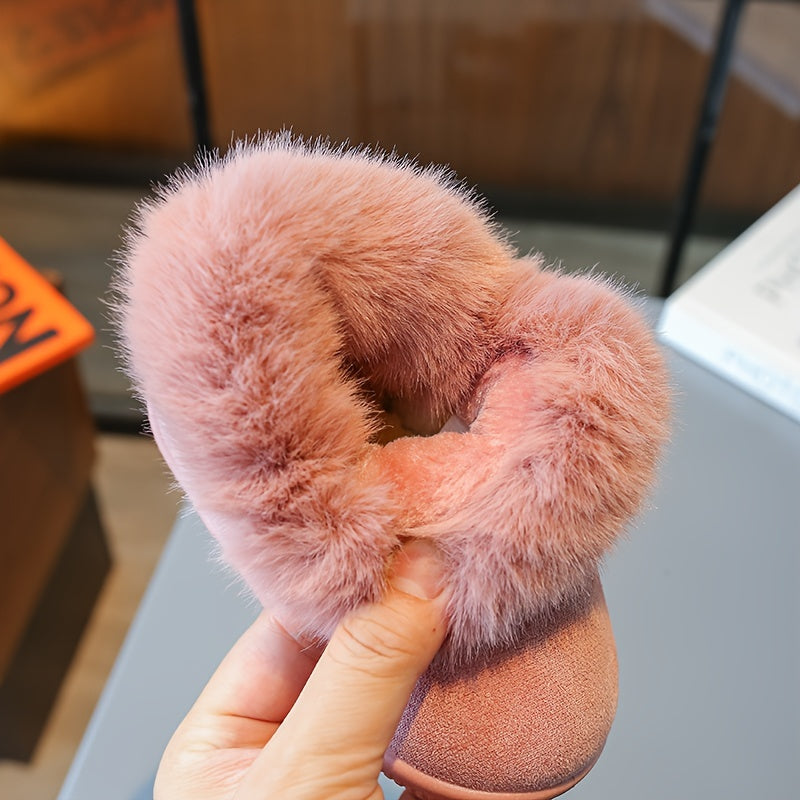 Girls' Furry Snow Boots Soft Warm Plus Fleece Boots for Outdoor Walks