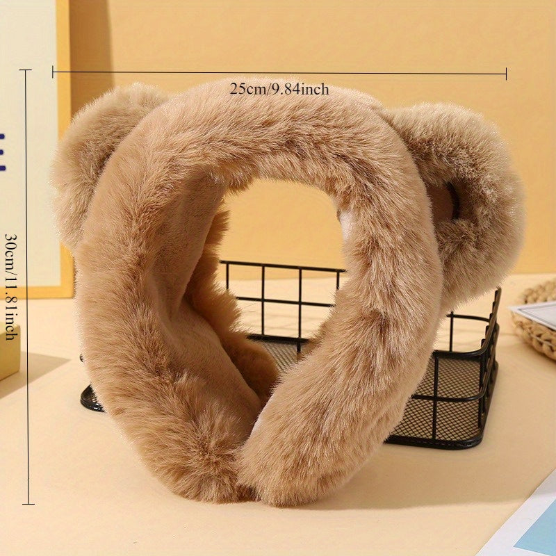 Cozy Bear Earmuffs Plush Warm Ear Covers Beige