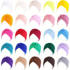 3pcs Turban Cap Pleated Head Wrap Elastic Beanie Head Scarf Chemo Hats