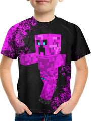 Boy's Monster Block Graphic T Shirt Casual Breathable Novel Tee