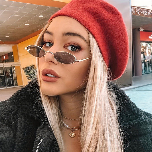 Metal Oval Frame Sunglasses Vintage Tinted Lens Glasses UV400