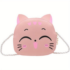 Cartoon Cat Crossbody Bag for Girls Mini PU Leather Shoulder Bag with Coin Purse