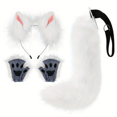 Fox Ears Hair Hoop Beast Tail Furry Halloween Plush Cosplay Set