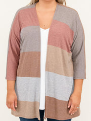  Colorblock Half Sleeve Sweater Cardigan