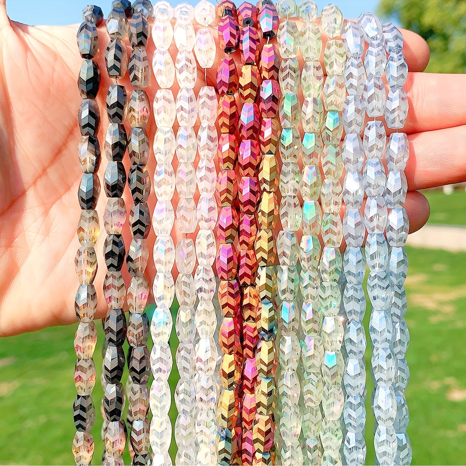 55pcs AB Plated Crystal Beads Frosted Glass Spacer Beads for DIY Bracelet