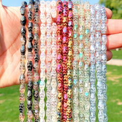 55pcs AB Plated Crystal Beads Frosted Glass Spacer Beads for DIY Bracelet