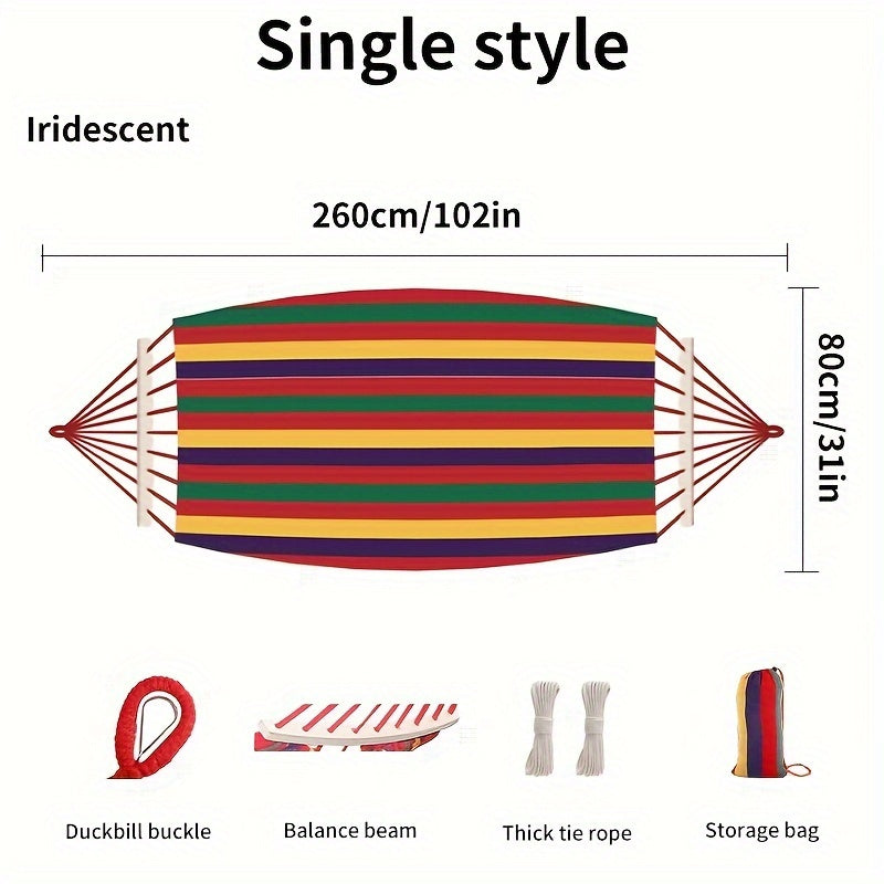 Portable Canvas Hammock with Anti Roll Balance Beam and Storage Bag