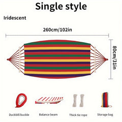 Portable Canvas Hammock with Anti Roll Balance Beam and Storage Bag