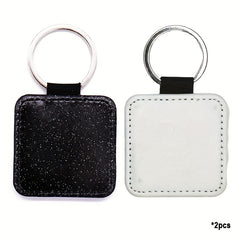 10pcs Sublimation Blank Glitter Square Keychain PU Leather Single Side Print