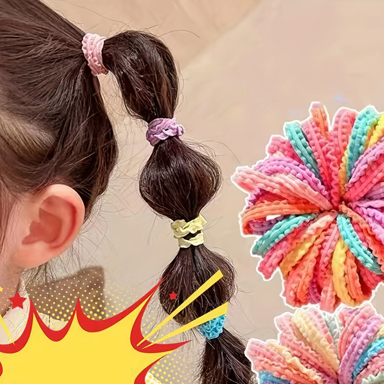 50pcs Baby Girls Ruffled Hair Tie Candy Hair Rope Ponytail Holder