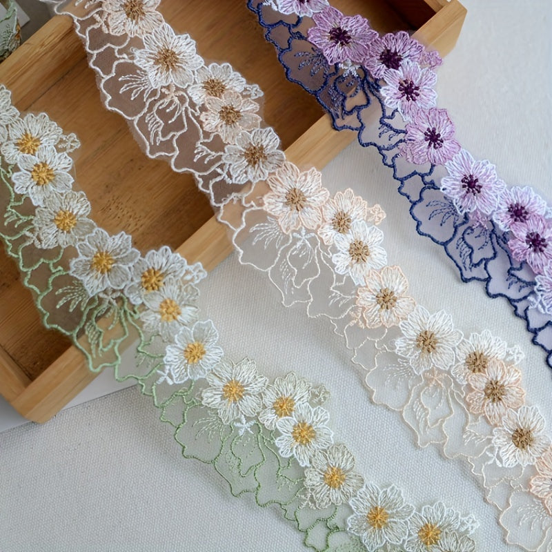 22" Wide Cotton 3D Flower Fabric Embroidery Ribbon Dress Collar Skirts Neckline