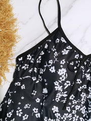  Ditsy Floral Print Tie Cami Top & Shorts Swimsuit Set