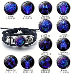 Luminous 12 Constellation Couple Bracelet Multilayer Beaded Braided