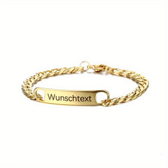 Personalized Name Men's Bracelet Engraved Stainless Steel Golden Nameplate Gift