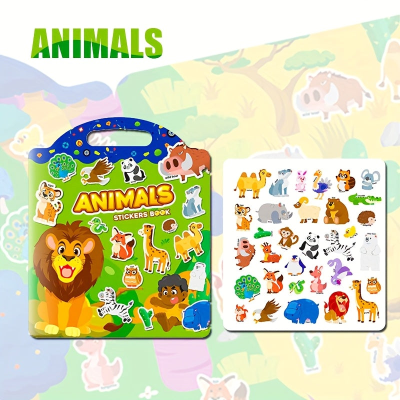 Waterproof Reusable Sticker Book for Kids - Dinosaur Animals Space Vehicles Ocea