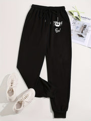  Halloween Sports Pants Women's Plus Spider & Letter Print Fitness Pant