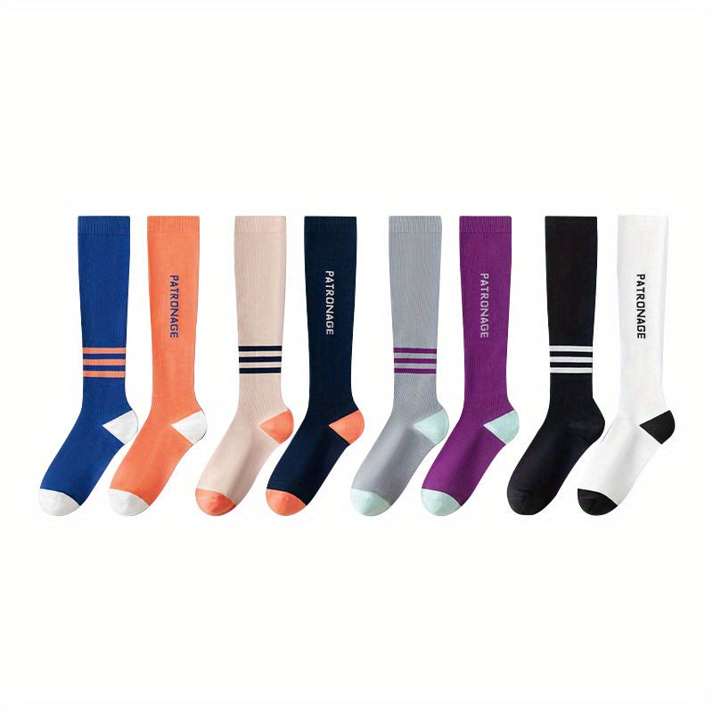 4 Pairs Letter Print Calf Socks Compression Knee High Socks Women's Stockings