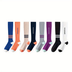 4 Pairs Letter Print Calf Socks Compression Knee High Socks Women's Stockings
