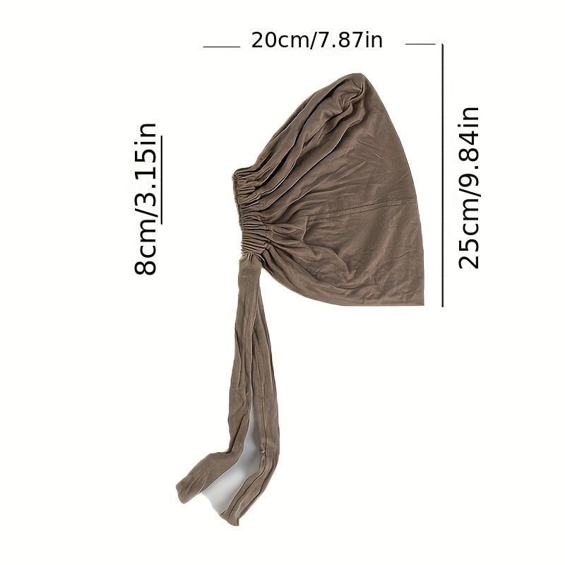 Solid Inner Cap Elastic Turban Soft Head Wrap Casual Underscarf
