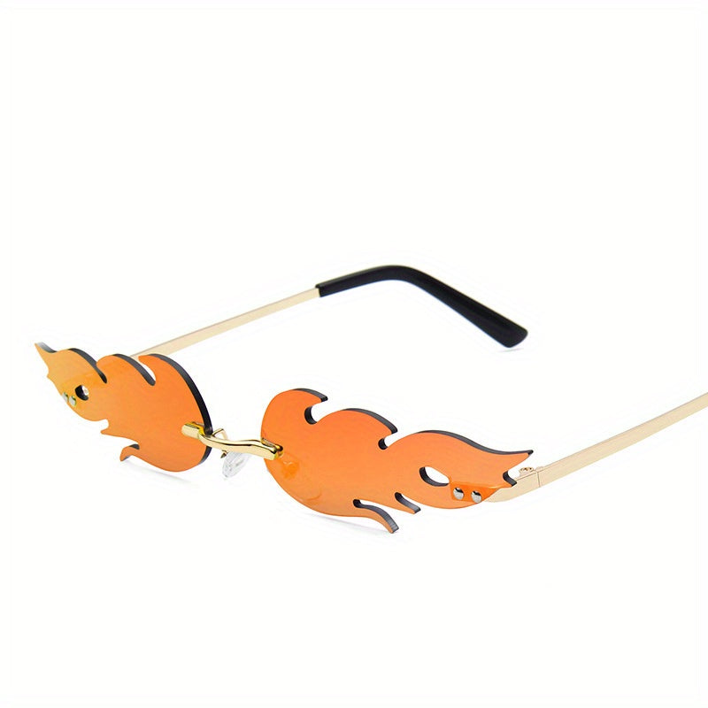 Y2K Flame Rimless Sunglasses Funny Tinted Glasses UV400