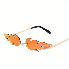 Y2K Flame Rimless Sunglasses Funny Tinted Glasses UV400