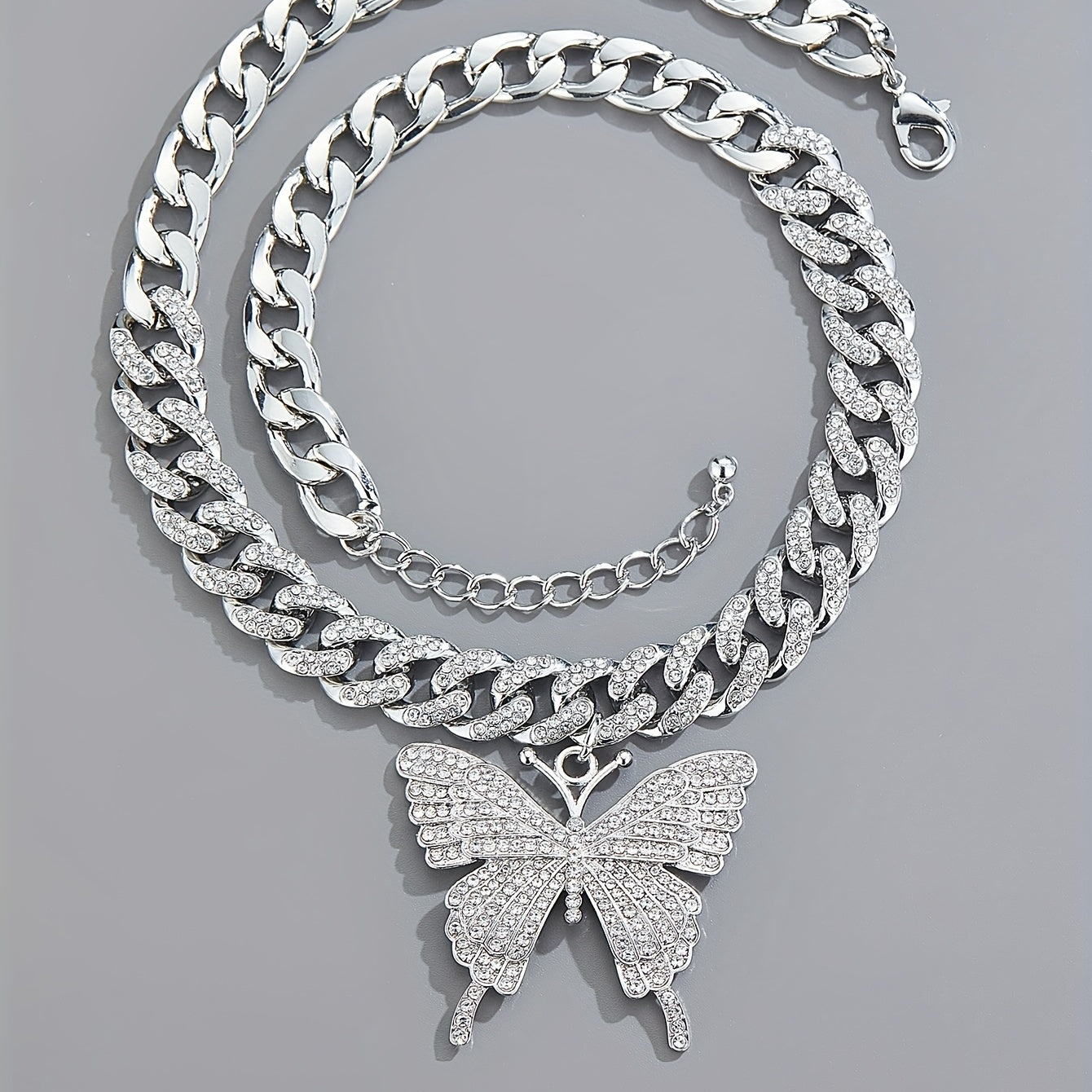 Butterfly Necklace Full Diamond Cuban Chain Necklace
