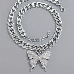 Butterfly Necklace Full Diamond Cuban Chain Necklace