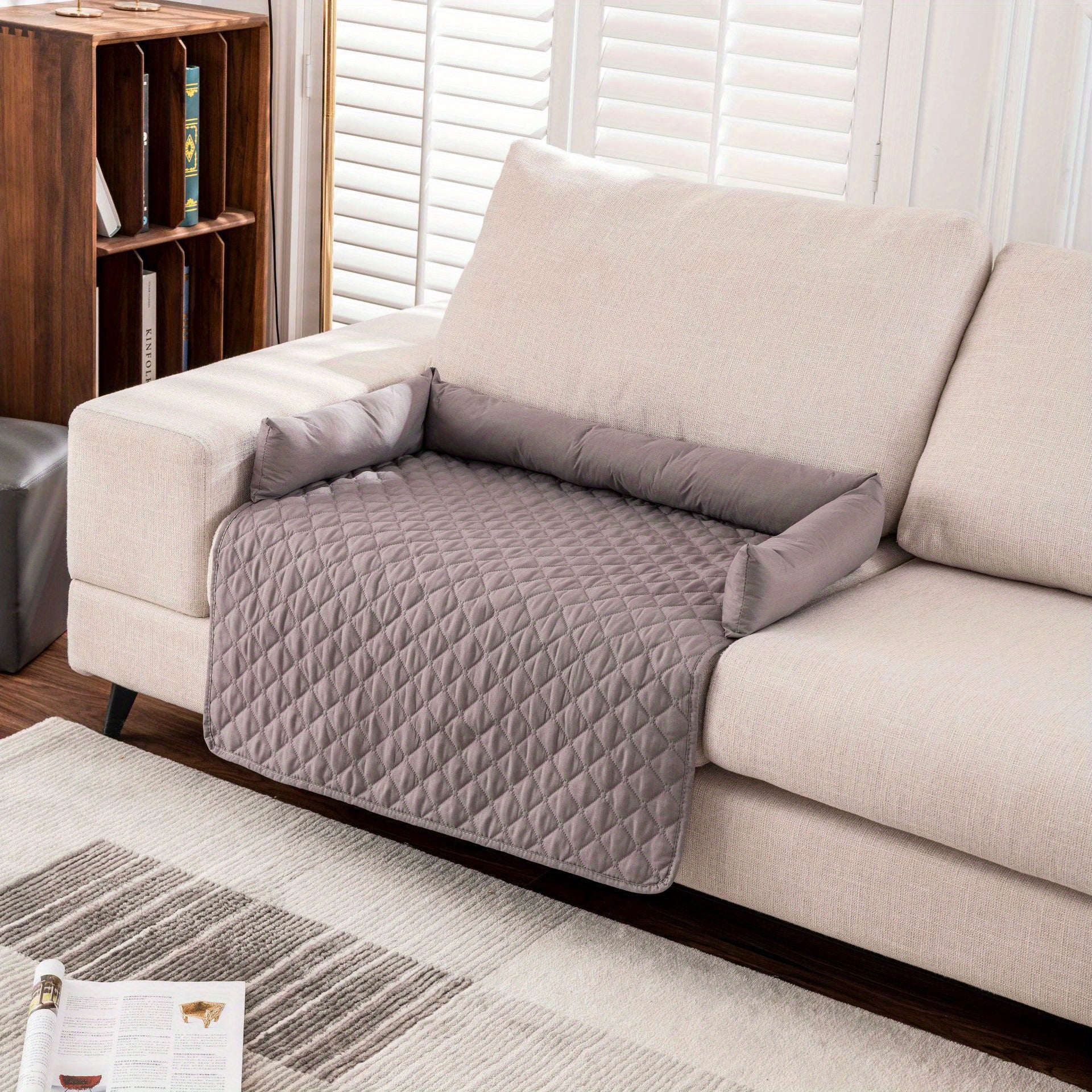 Waterproof Pet Sofa Cushion Grey Ultrasonic Cotton Bed