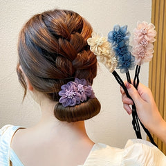 Flower Hair Tie Hair Styler Bun Maker Ponytail Holder Hair Accessories