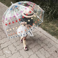Kids Clear Bubble Umbrella With Easy Grip Handle Dinosaur Dots Rocket Flower
