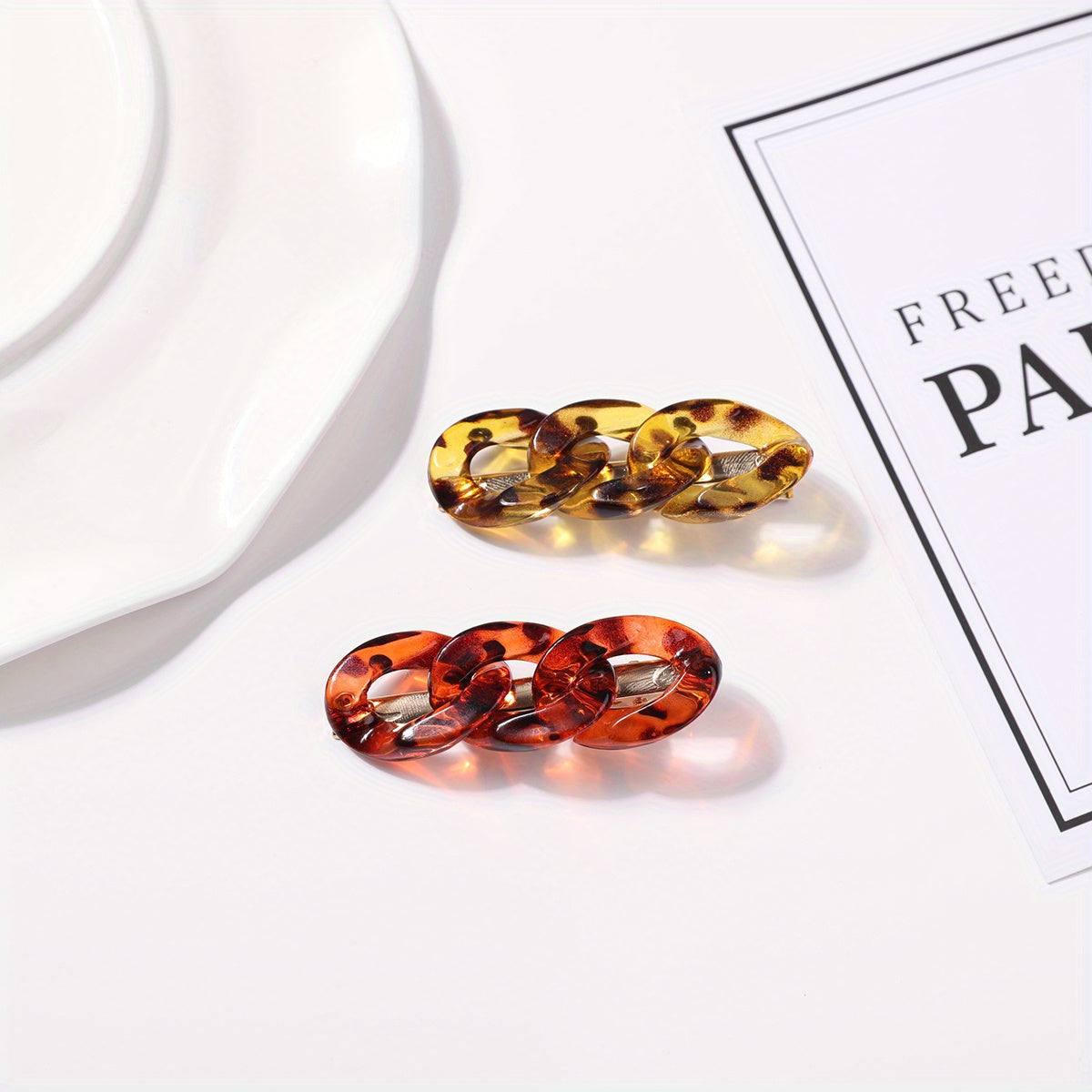 2pcs Acetic Acid Chain Duckbill Hair Clips for Women Girls