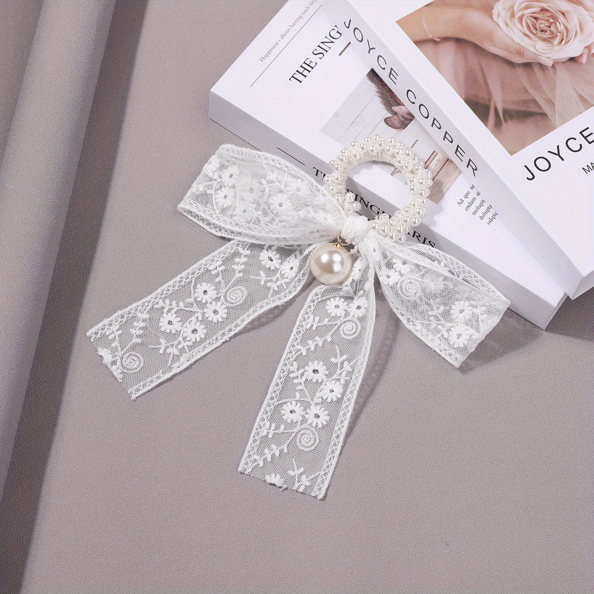 Sweet Floral Embroidered Hair Scrunchie