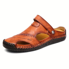 Men's Plus Size Leather Hiking Sandals Non Slip Beach Water Shoes