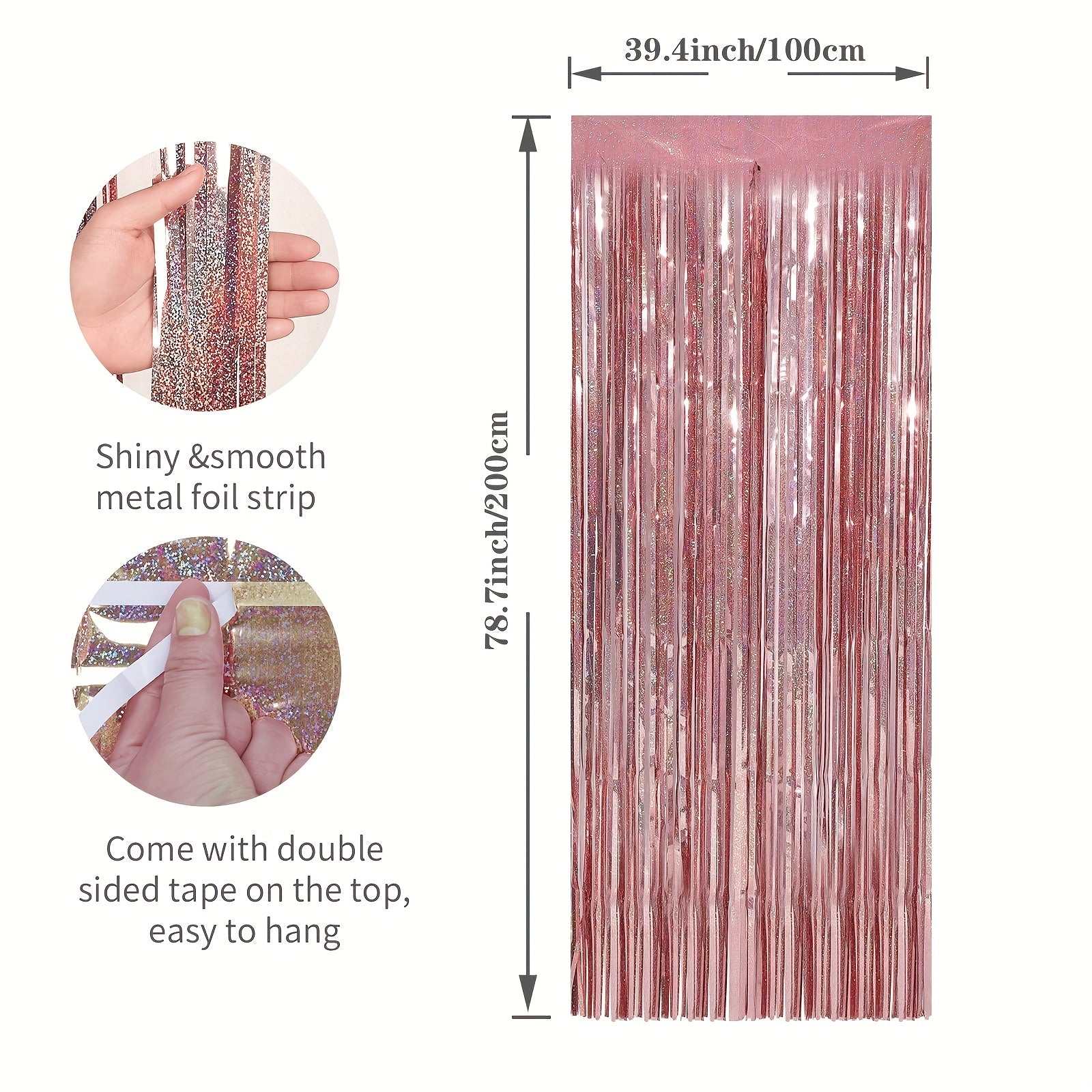 1pc 100 58x198 Laser Tassel Backdrop Curtain Metallic Silk Ribbon