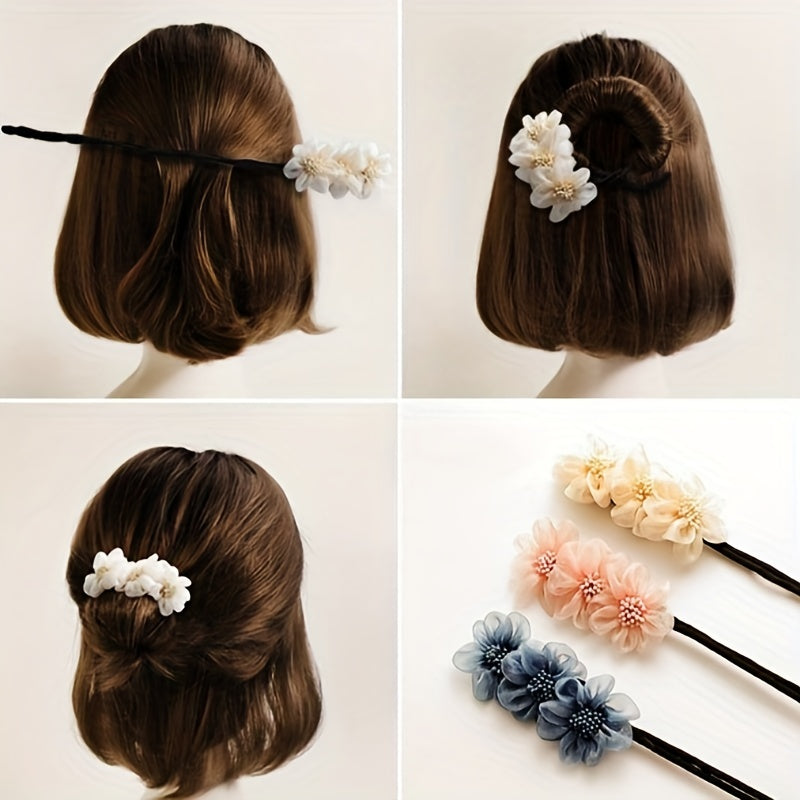 Flower Hair Tie Hair Styler Bun Maker Ponytail Holder Hair Accessories