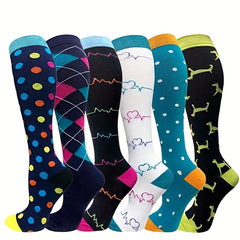 6 Pairs Sport Compression Stocking Running Hiking Socks For Men