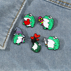 Cute Frog Metal Oil Drip Brooch for Kids