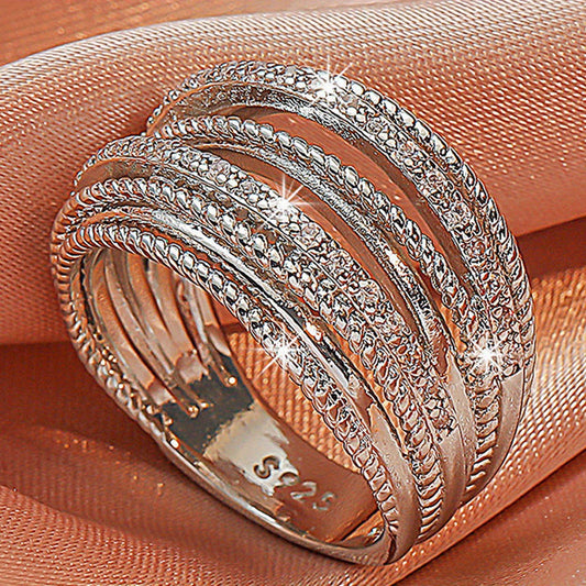 Romantic Rhinestone Cut Out Copper Ring Bracelet