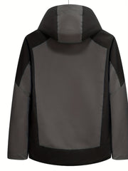  Colorblock Zip Up Long Sleeve Outdoor Hooded Jacket