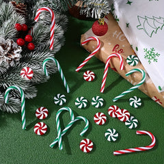 20pcs Christmas Acrylic Candy Cane Decoration Set Red Green Candy Windmill