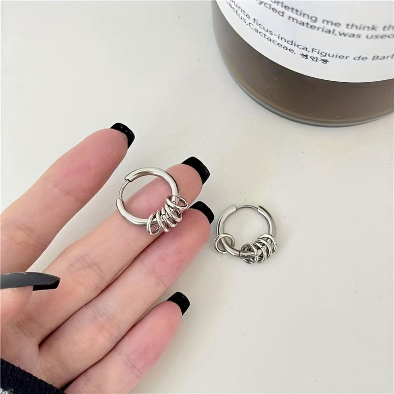 Stainless Steel Circular Earrings Spring Ear Clip For Women Girls
