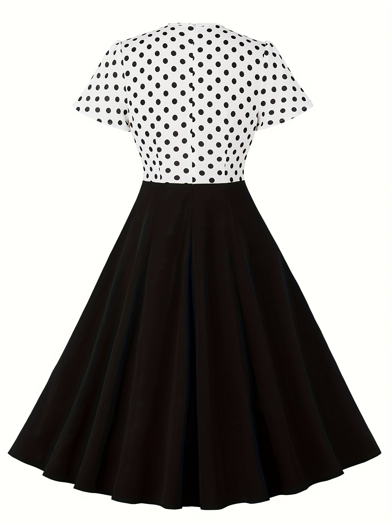  Retro Dress Women's Plus Colorblock Dot Print Short Sleeve