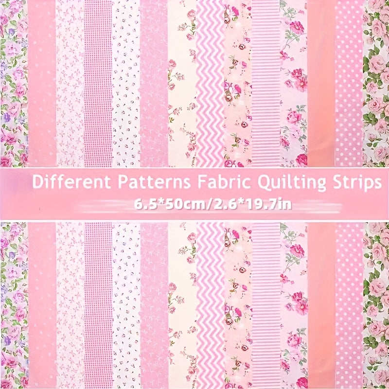 42 Pack Pink Jelly Roll Fabric Strips Pre Cut Quilting Strips Vintage Floral Pat