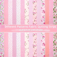 42 Pack Pink Jelly Roll Fabric Strips Pre Cut Quilting Strips Vintage Floral Pat