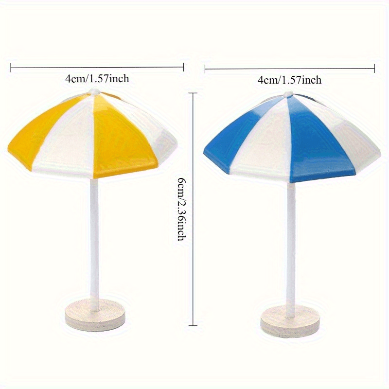Mini Beach Umbrellas 1:12 Scale Yellow & Wooden Bases