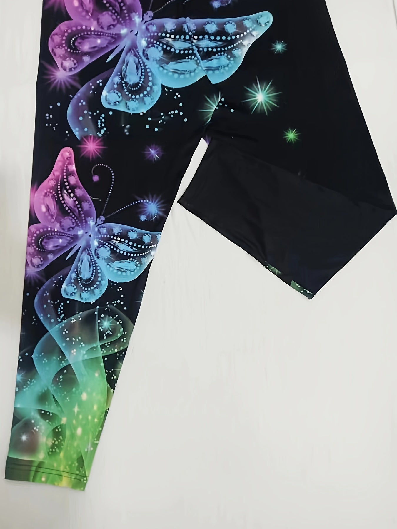Women's Plus Butterfly Print High Rise Skinny Leggings