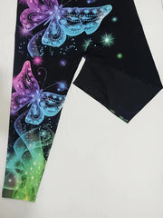 Women's Plus Butterfly Print High Rise Skinny Leggings
